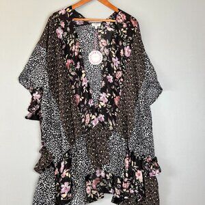 Umgee Floral Patchwork Duster Kimono S/M NWT